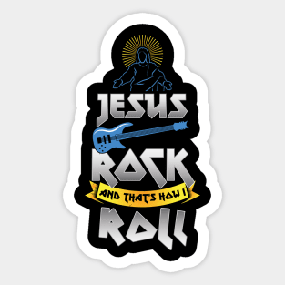 Christianity Guitar Player Jesus Is My Rock & Thats How i Roll Christian Sticker